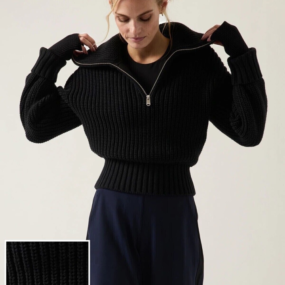 Athleta ALDER Sweater HTF BLACK Size M FREE SHIP!